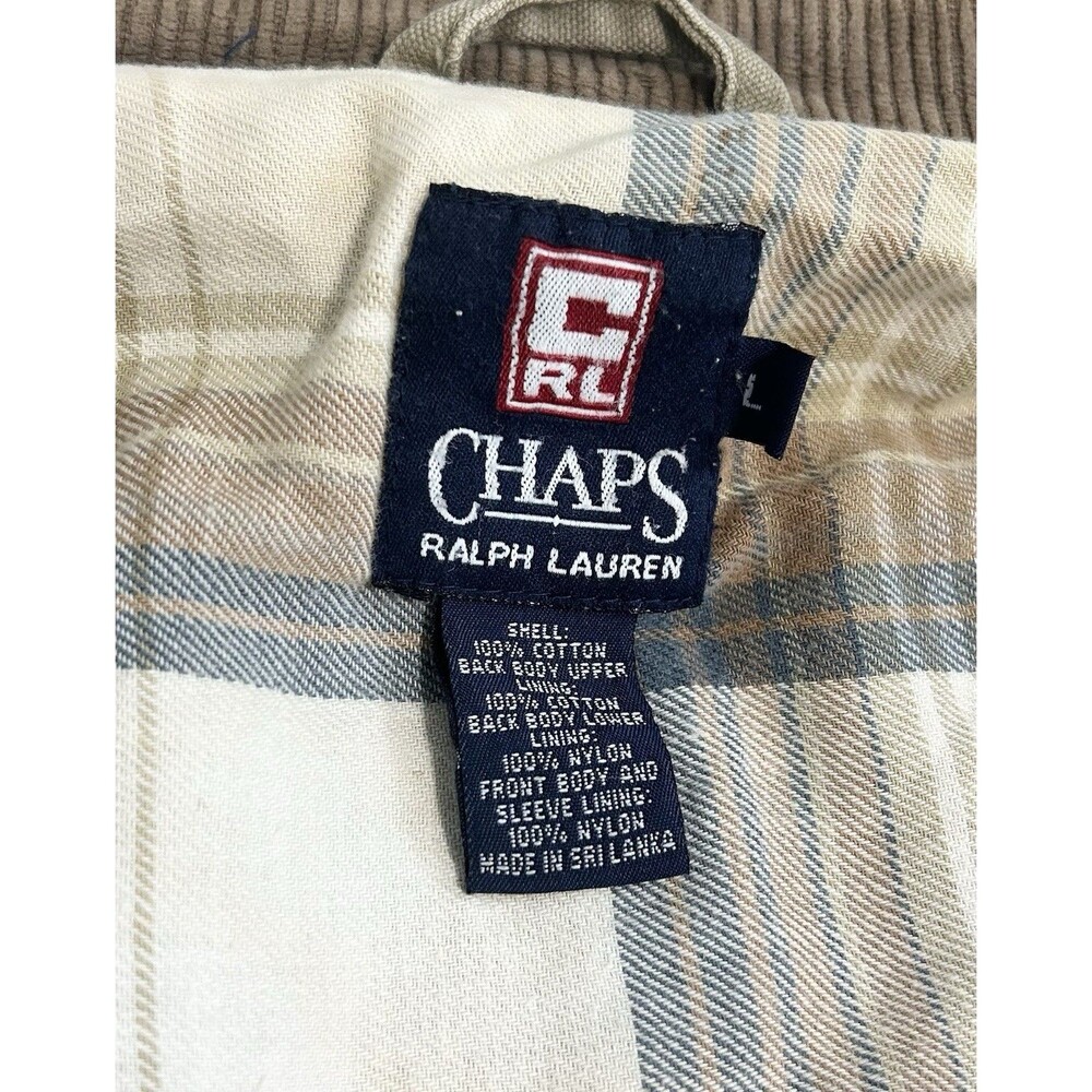 Vintage Chaps Ralph Lauren Light Brown Chore Coat Jacket Corduroy Collar Large - Picture 9 of 13